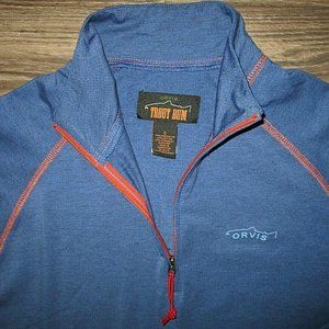 Orvis Trout Bum Pullover Size Small 1/4 Zip Blue